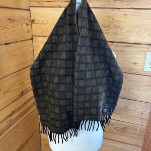 Vintage Plaid Wool‎ Scarf with Fringe